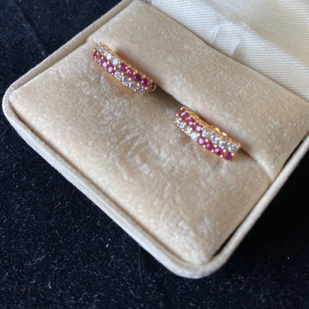 Diamond ruby earrings - Picture 2 of 4